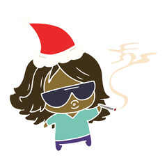 christmas cartoon of kawaii girl