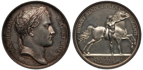 France French commemorative silver medal mid 19th century, subject Establishing Kingdom of...