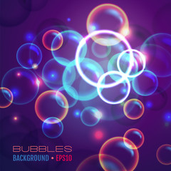 Colorful bubble vector purple background