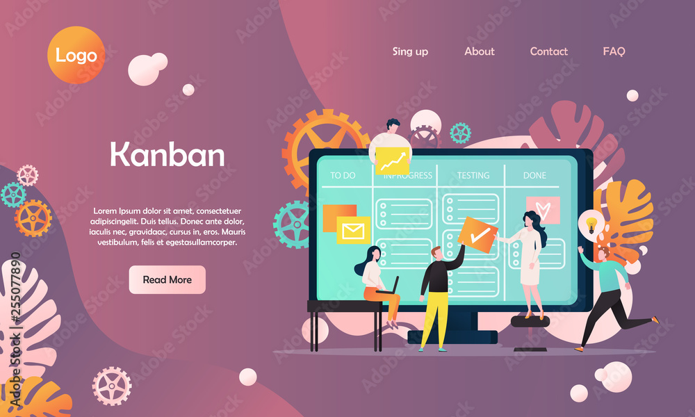 Poster kanban vector website landing page design template