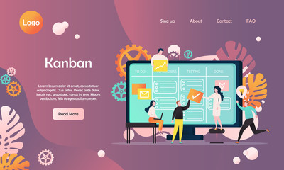Kanban vector website landing page design template