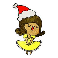 christmas textured cartoon of kawaii girl