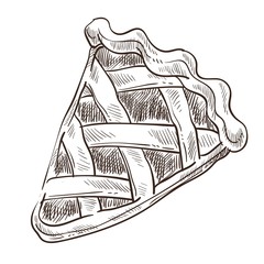 Sweets pie slice dough bakery monochrome sketch outline