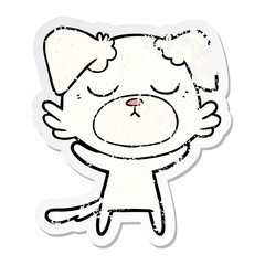 distressed sticker of a cute cartoon dog