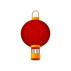 Red chinese lanterns on white background. Vector illustration.