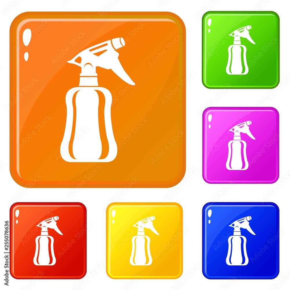 Poster perfume icons set collection vector 6 color isolated on white background