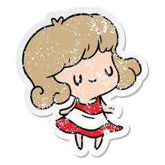 distressed sticker cartoon kawaii of cute girl