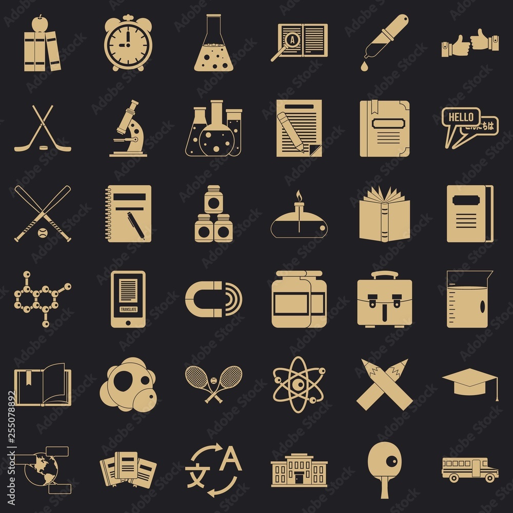 Poster graduation icons set. simple style of 36 graduation vector icons for web for any design