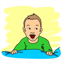 Smiling child with a sly look.