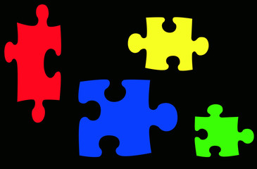 pieces of colorful puzzle on black background