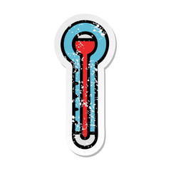 distressed sticker of a cute cartoon glass thermometer