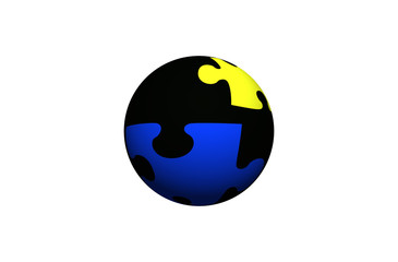 globe and puzzle icon isolated on white background