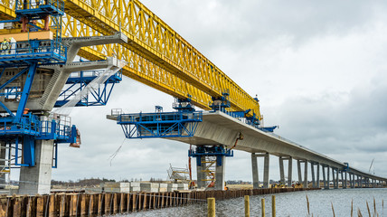 construction of Crown princess Mary bridge over the Roskilde firth