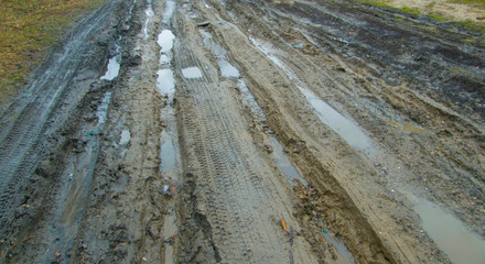 Worn dirty country road.