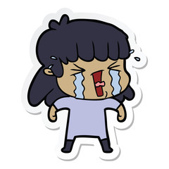 sticker of a cartoon woman in tears