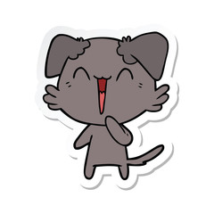 sticker of a laughing little dog cartoon