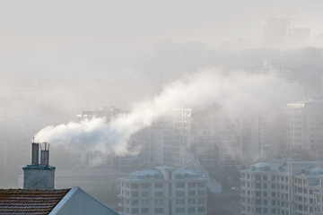 air pollution concept. dirty air in the city.