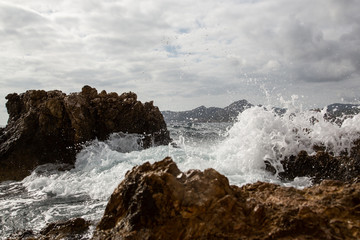 Waves at the coast, island Mallorca Spain
