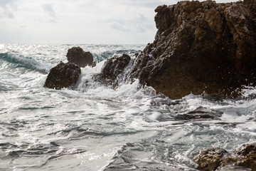 Waves at the coast, island Mallorca Spain