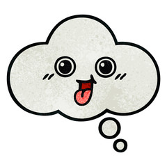 retro grunge texture cartoon thought bubble