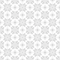 Fototapete Floral gray seamless pattern on white background © Liudmyla