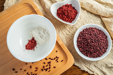 Chinese traditional natural pigment food red yeast rice powder coloring preparation process