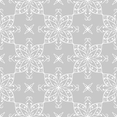  Seamless pattern in arabic style. Gray and white background