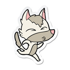 sticker of a cartoon wolf running