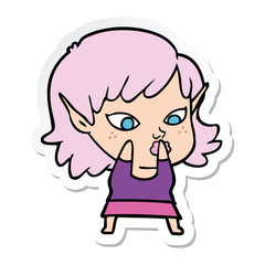 sticker of a pretty cartoon elf girl
