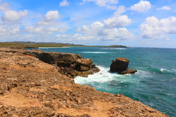 The coastal landscape at petrified savannah in the south of Martinique