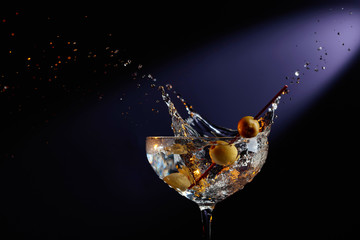 Martini with green olives.