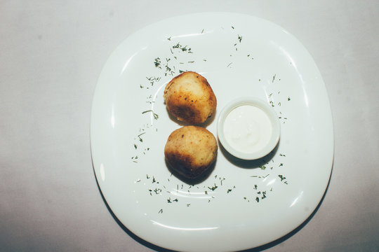 potato pancakes with cream