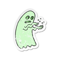 retro distressed sticker of a cartoon ghost