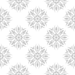 Floral seamless pattern. Gray flowers on white background for wallpapers and textile