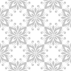 Photo sur Plexiglas Gris Floral fond blanc avec motif transparent gris