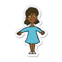 sticker of a cartoon woman with open arms