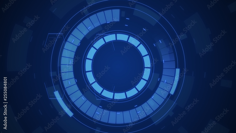 Poster Futuristic digital HUD Technology user interface, Radar screen with various technology elements business communication innovation concept