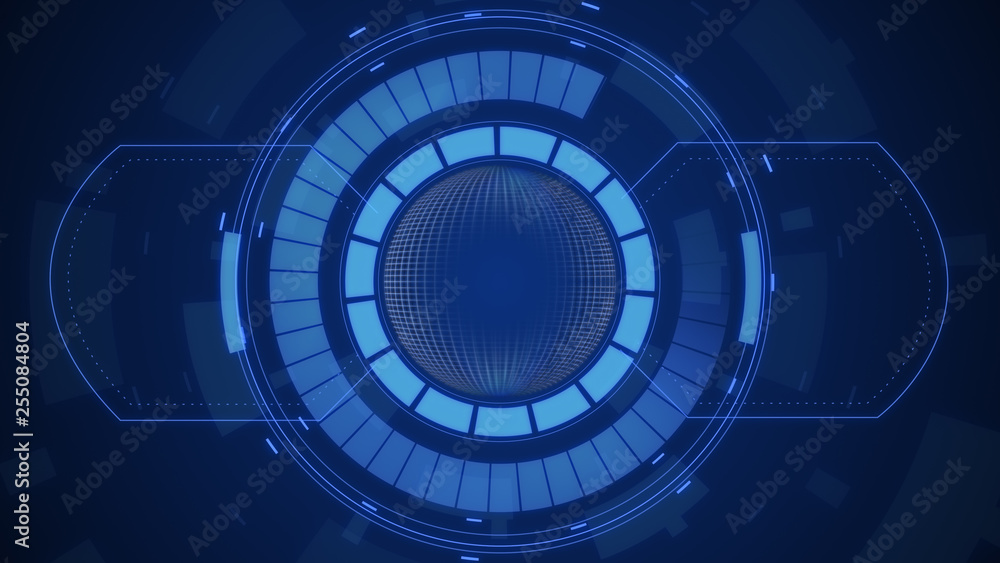 Poster Futuristic digital HUD Technology user interface, Radar screen with various technology elements business communication innovation concept