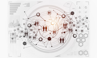 Fototapeta premium Lines and dots as networking idea drawn on white background