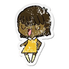 distressed sticker of a cartoon woman