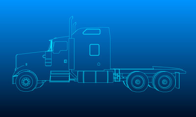 Background with the outline of the truck without a trailer. Vector illustration