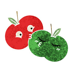 retro illustration style cartoon apples