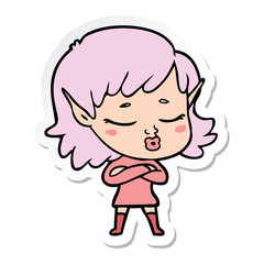 sticker of a pretty cartoon elf girl