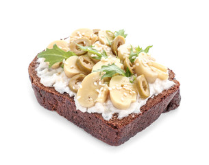 Fresh tasty bruschetta on white background