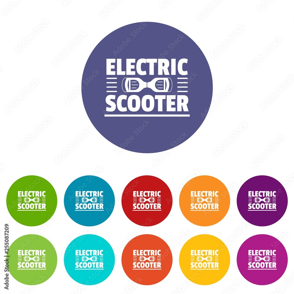 Poster urban gyro scooter icons color set vector for any web design on white background