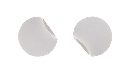 Blank white circle paper sticker label isolated on white background with clipping path