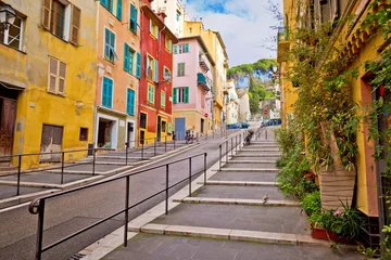 Afwasbaar Fotobehang Nice Stad van Nice romantische Franse kleurrijke straatarchitectuur uitzicht