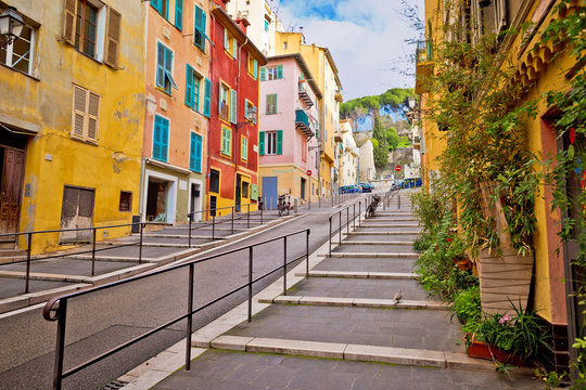 Fototapeta Town of Nice romantic french colorful street architecture view