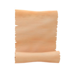 Parchment scroll. Blank paper. 3d rendering illustration isolated