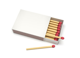 Box of matches. Blank package. 3d rendering illustration isolated